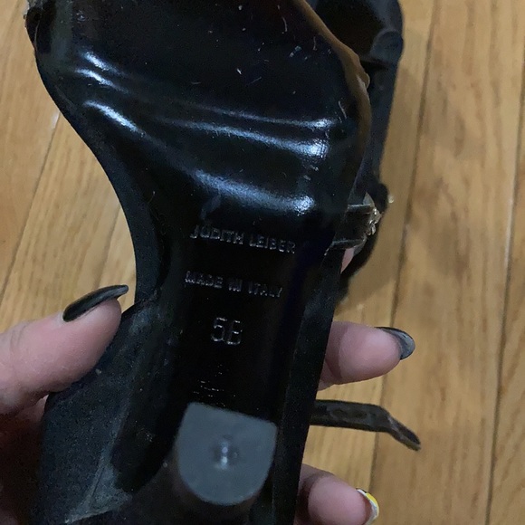Judith Leiber Black and Rhinestone Heels - Picture 3 of 3